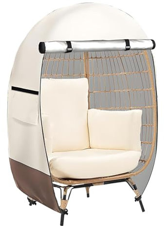 Housse pour Fauteuil Œuf d'Extérieur | Housse de Chaise Œuf Imperméable avec Fermeture Éclair | Protection Respirante à Séchage Rapide pour Meubles en Rotin pour Appartement, Villa et Balcon Urbain