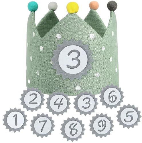 GEXINKEJI Geburtstagskrone Kinder Baumwolle Geburtstag Krone Geburtstag Kinderkrone Geburtstagskrone Stoff mit 1-9 Zahlen Junge & Mädchen Krone Party Deko für den Kindergeburtstag