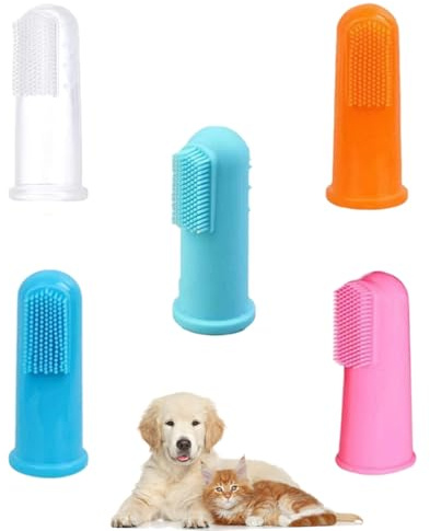 5Pcs Dog Finger Toothbrush, Silicone Pet Finger Toothbrush for Dogs and Cats, Dog Toothbrush Finger for Remove Tartar and Bad Breath, Cat Toothbrush Dental Care for Small to Medium Pets