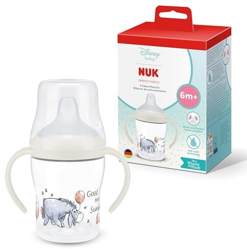 NUK Perfect Match Vaso Aprendizaje Bebe | 6+ meses | 150 ml | Vaso antiderrames para niños pequeños | Asas antideslizantes | Disney Winnie the Pooh | 1 unidad