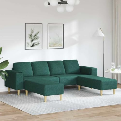 YuuSsea Sofa Set 3-teilig Dunkelgrün Stoff, Modernes Wohnzimmer Ecksofa mit atmungsaktivem Bezug, 4-Sitzer Couch für Entspannung, 250x188 cm Lounge Möbel