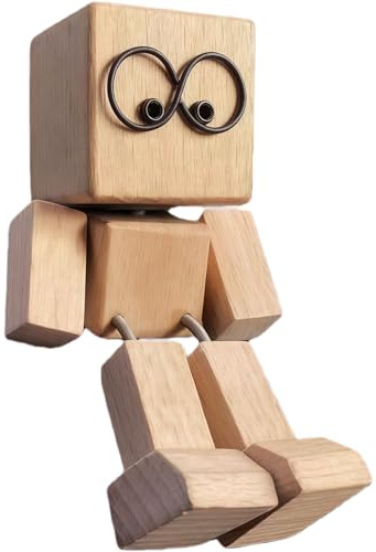 AYNKH Wackelnde Holzfigur, Tragbare, Lustige Auto-Armaturenbrett-Verzierung mit Handgefertigten Füßen, Wackelnde Holzverzierung für Pendler, Reisen und Wohnraumdekoration