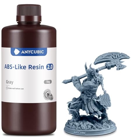 ANYCUBIC ABS-Like Resin 2.0, (Grau, 1 kg) | 3D-Druckerharz mit hoher Zähigkeit und Belastbarkeit, hoher Präzision und Härte, geringem Geruch