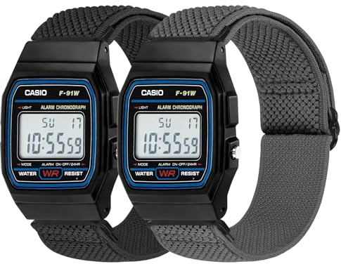 Elastisches Armbänder Kompatibel mit Casio F-84/F-91W/F-91WG, F-105/F-108/A158/A168, Atmungsaktives Weiches Sportarmband für Casio AE-1000/1200/1300 Damen Herren