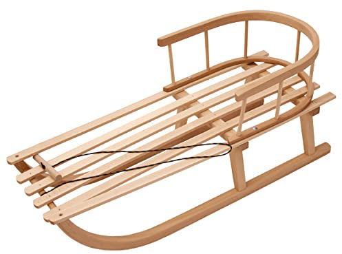 Best For Kids Holzschlitten für Kinder mit Rückenlehne Rodelschlitten Davoser aus Holz