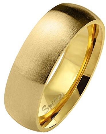 Paula & Fritz® matt poliert 6mm breit Edelstahlring Damen-Ring Verlobungs-Ring Freundschaftsring Herrenring Partnerring Dome Gold 61 (19.5)