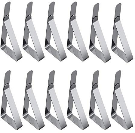 Emwel 12 Packs Adjusting Tablecloth Clips Stainless Steel Table Cover Clamps Table Cloth Holders (Silver)