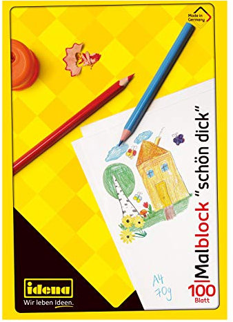 Idena 10390 - Bloc de papier à peinture, A4, 100 feuilles, 70g/m², bonne épaisseur, 1 pièce