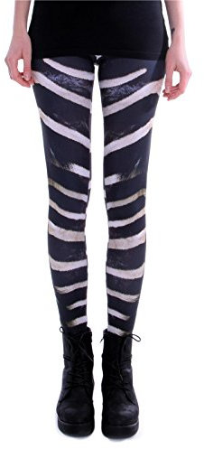 cosey - Bedruckte Bunte Leggins (Einheitsgröße) Verschiedene Leggings Designs, Zebra, Einheitsgröße