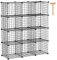 C&AHOME Drahtwürfel-Aufbewahrung, 12-Würfel-Aufbewahrungsorganizer aus Metall, C-Gitter-Aufbewahrungsbehälter-Regalsystem, Bücherregal, Schrankschrank, 93,5 cm L x 31,8 cm B x 122,9 cm H, Schwarz