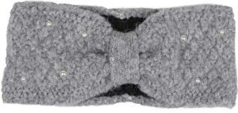 Zwillingsherz Stirnband mit Zopfmuster und Perlen - Hochwertiges Strick-Kopfband für Damen Frauen - Mit Fleece - Wolle - Ohrenschutz - Haarband - warm - weich für Winter und Frühjahr HGR