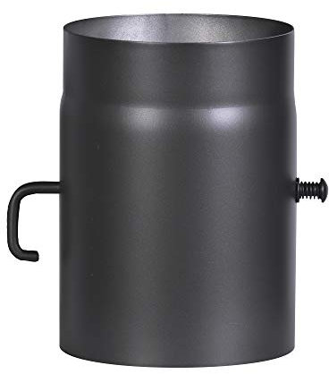 FIREFIX Senotherm R180/2D Tuyau Acier épais de 2 mm de diamètre 180 mm pour poêles et foyers Noir Longueur 250 mm avec clapet régulateur