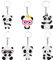 Toyvian Panda Porte-clés Mignons Voiture Porte-clés À Main Décorations Pendentif Party Favors 6 pcs （Style aléatoire） Blanc