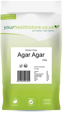 Agar Agar 100g by yourhealthstore, 900 Strength, Unmodified Vegan Gelatine, From Spain (gluten free).
