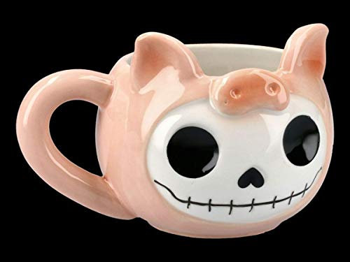 Witzige Furrybones Keramik-Tasse - Bacon | Fantasy-Kaffee-Tasse, lustige Sammel-Tasse, skurriler Deko-Artikel, inkl. Geschenk-Box, B 14,5 cm
