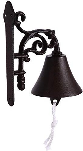 YARNOW 1 Set Cast Iron Wall Hanging Bell Christmas Jingle Bells Welcome Ship Bell Hand Shaking Doorbell Wall Mounted Dinner Bell Metal Wall Art Decoration for Indoor Outdoor Garden Home