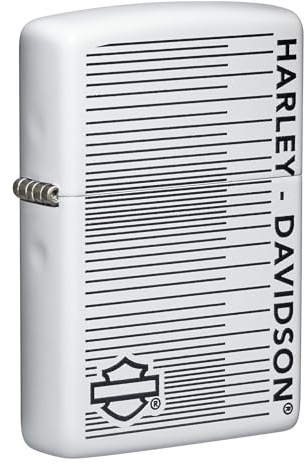Zippo Windproof Lighter, Harley-Davidson Design – Matt White, Colour Image – Refillable, Reusable, Windproof Design – Comes in Gift Box – Made in USA