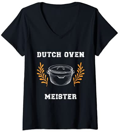 Damen Feuertopf Feurschale Dopfen Grill Design Dutch Oven T-Shirt mit V-Ausschnitt
