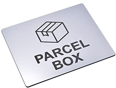 Parcel Box Sign - Adhesive Backing | Notice for Deliveries, Mail Box, Packages, Post, Mailman | Information Sign | Don't Lose Your Parcel Ever Again (silver)