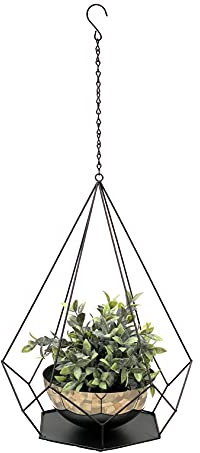 DanDiBo Blumenampel Innen Metall Wand Hängepflanzen 76 cm 96095 L mit Topf 6 Ecken Pflanzenhänger Blumenhänger Topfhänger Blumen Blumentopfhänger Hängetopf