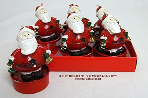 schenken und wohnen Teelichte Nikolaus rot 6er Packung ca. 6,5 cm