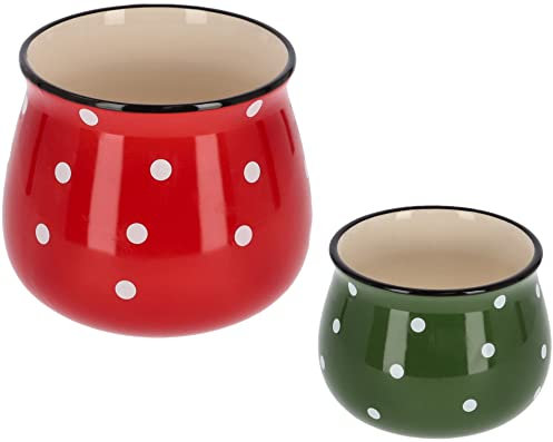 KOTARBAU® Lot de 2 cache-pots en céramique Rouge Diamètre 125 mm Diamètre 110 mm