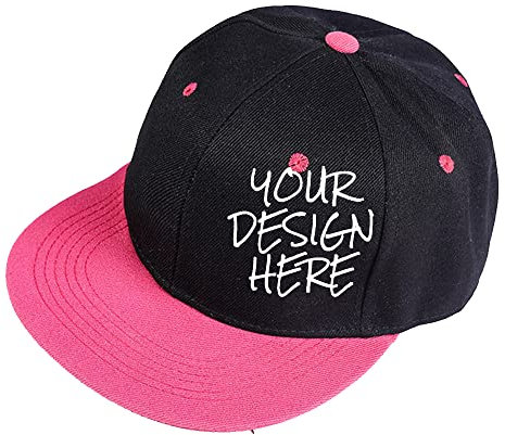 Personalizzato stampato il tuo logo di testo immagine Unisex personalizzato cappello regolabile berretto da baseball, Rosa e nero., Medium