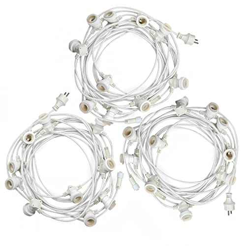 Mu 30M Lichterkette Außen, Outdoor Erweiterbar Auf 1000W, (3 * 10) Lampenhalter E27 Wetterfest Ip65, lichterkette außen strom Deko für Gartenparty Hochzeit Garten Hochzeit|3 * 10M, Weiss