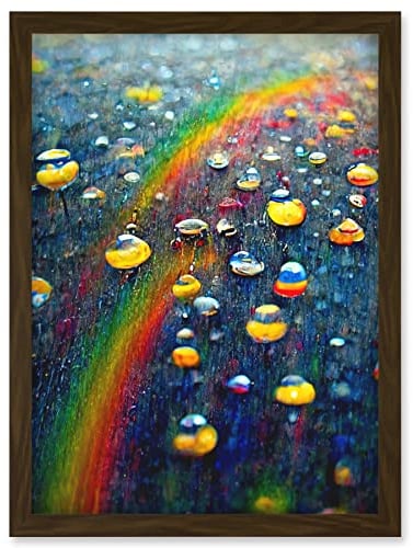 Doppelganger33 LTD Raindrops On Rainbow Light Prism Oil Painting Artwork Framed Wall Art Print A4