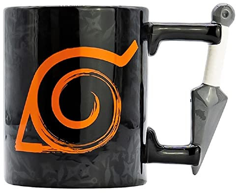 Naruto Shippuden - Tasse - Konoha - 3D Kaffeebecher - Logo Mug 460 ml - Schwarz - Geschenkbox