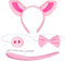 LAMEK 4TLG Schweine Kostüm Set Tier Haarreif mit Ohren Schwanz Fliege Nase Schweineohren Stirnband Cosplay Party Zubehör für Erwachsene Kinder Karneval Halloween Maskerade Kindergeburtstag