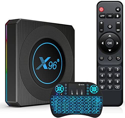 X96 X4 Android TV Box 11.0, 4 Go De RAM 64 Go De ROM, S905X4 64Bit Cortex-A53 CPU, 4K/8K UHD USB 3.0 BT 4.1 2.4G/5G WiFi 1000M Smart TV Box avec Mini Clavier sans Fil,4gb+64gb