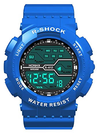 Routefuture Montre Sport Homme Digitale avec Grand Cadran Analogique et LED Numérique, Digital Montre Bracelet Homme Garçon, Chronographe, Bracelet en Résine Cadeau Fete des Peres,Bleu-5