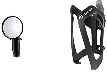 CatEye BM-45 Lenkerenden Fahrradspiegel, Schwarz & SKS GERMANY TOPCAGE Flaschenhalter für Fahrräder, 7.5L x 8.3B x 14H cm