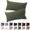 Soifox Kissenbezug 40 x 80 2er Set - Kopfkissenbezug 40x80 Olivergrün 100% Mikrofaser bügelfrei & knitterfrei mit Reißverschluss