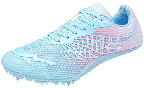 ZHENSI Leichtathletik-Schuhe Herren Damen Spikes Sprint-Schuhe Atmungsaktiv Für Laufen Rennen Springen,Rosa,43 EU