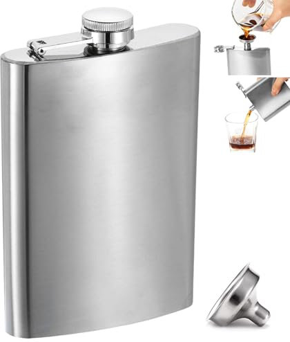 Flasque A Alcool, Portable Flasque, Flasque, Inoxydable Flasque, Flasque de Whisky Poche avec Entonnoir, 227 ML/ 8 oz,Convient pour le whisky, la vodka, le rhum, le scotch, le gin