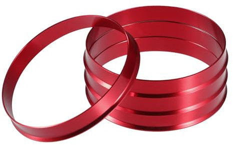 A ABSOPRO Anillos Centradores de Buje de Coche OD 65.1mm A ID 63.4mm Anillos Centradores de Buje Espaciador de Centro de Rueda de Aleación de Aluminio Rojo (Juego de 4)