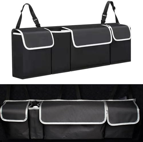 König Design Kofferraum Organizer Auto Kofferraumtasche Aufbewahrungsbox Auto Kofferraum Organizer aus Oxford-Stoff, Faltbar Praktischen Aufbewahrung, für SUV und Viele Fahrzeuge (Schwarz)