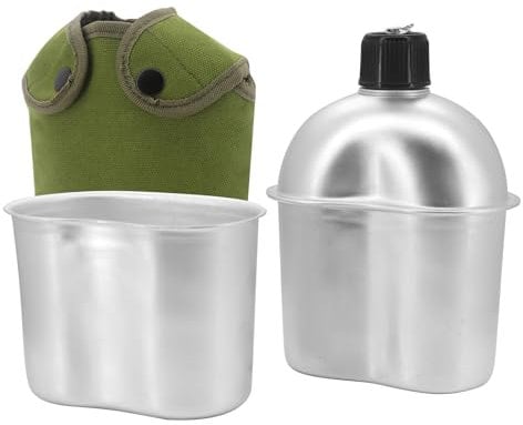 Beowanzk Borraccia da campeggio da 0,9 l, con tazza in alluminio, per escursionismo, campeggio, arrampicata e la maggior parte delle attività all'aperto