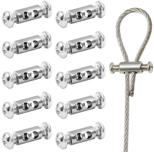 WXNPA 10 Pièces Serre Cable Acier, Serre Cable Inox, Tendeur Cable Inox avec Écrous d’Extrémité pour Auvents,Cordes à Rideaux,Cordes à Linge