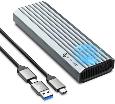 Yottamaster 40Gbps NVMe M.2 SSD Gehäuse, Aluminium USB4 M.2 NVMe USB C Adapter Werkzeugloses für PCIe 2280 M-Key (B+M Key), Kompatibel mit USB 4/3.2/3.1/3.0/Typ C Geräten [YRM2]