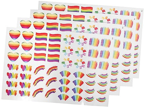 Healeved 4sheets Rainbow Pride Face Stickers for Scrapbooking Party Decorations and Sticker Labels