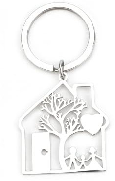 Personalisierter Schlüsselanhänger Aus Edelstahl Mit Haus Und Familie, Ein Einzigartiges Geschenk Für Frauen, Mutmacher Geschenk Für Mama Oder Die Guter Freundin, Ideal Als Geburtstagsgeschenk