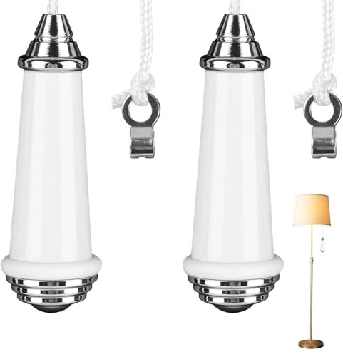 2PCS Bathroom Light Pull Cord, Bathroom Light Pull, Pull Cord Handle, Light Pull Cord, Pull Cord, Bathroom Pull Cord Handle, Ceramic Bathroom Light Pull Cord with 150 Cm Light Pull Cord Extension