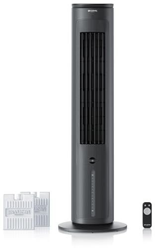 Brandson - Luftkühler mit Wasserkühlung - Preisträger 2025 - Verdunstungskühler - Luftkühler - Ventilator - mobile Klimaanlage ohne Abluftschlauch - leise - Turmventilator