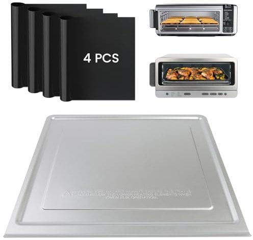 Air Fryer Accessories Compatible with Ninja Foodi SP101 SP151 Air Fryer, Replacement Crumb Tray Pan and 4 PCS Teflon Mats for Ninja Airfryer Countertop Digital Oven