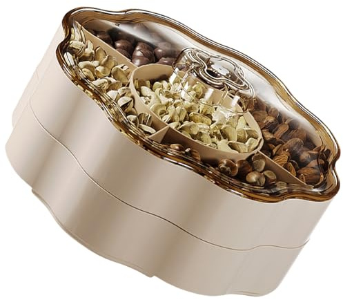 Contenitore per frutta secca con coperchio, 5 scomparti, dispenser per caramelle, elegante custodia per snack con coperchio per la casa