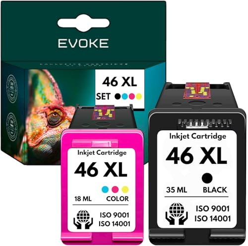 EVOKE 46 XL Patronen Set kompatibel zu HP DeskJet Ink Advantage Ultra 2020hc 2029 2520hc 2529 4729 (Set Schwarz + Tricolor) 2525 Seiten 53 ml