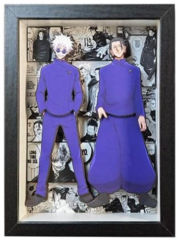 BIEGMAI JJK Gojo Gerahmtes Bild, Gojo Satoru Geto Suguru Anime-Poster, Wandkunst, Schreibtisch, 3D-Bilder, Dekoration, JJK Gojo Merch, Anime-Geschenk, Basteln (Typ 2 - 19,5 x 14,5 cm)